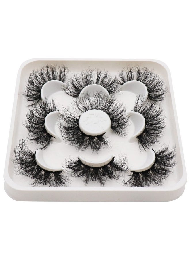 Lashes Big Curl 3D Faux Mink Lashes 25Mm Long Dramatic Fake Eyelashes For Gorgeous Eye Makeup, 5 Pairs Pack False Eyelashes (Ms03)