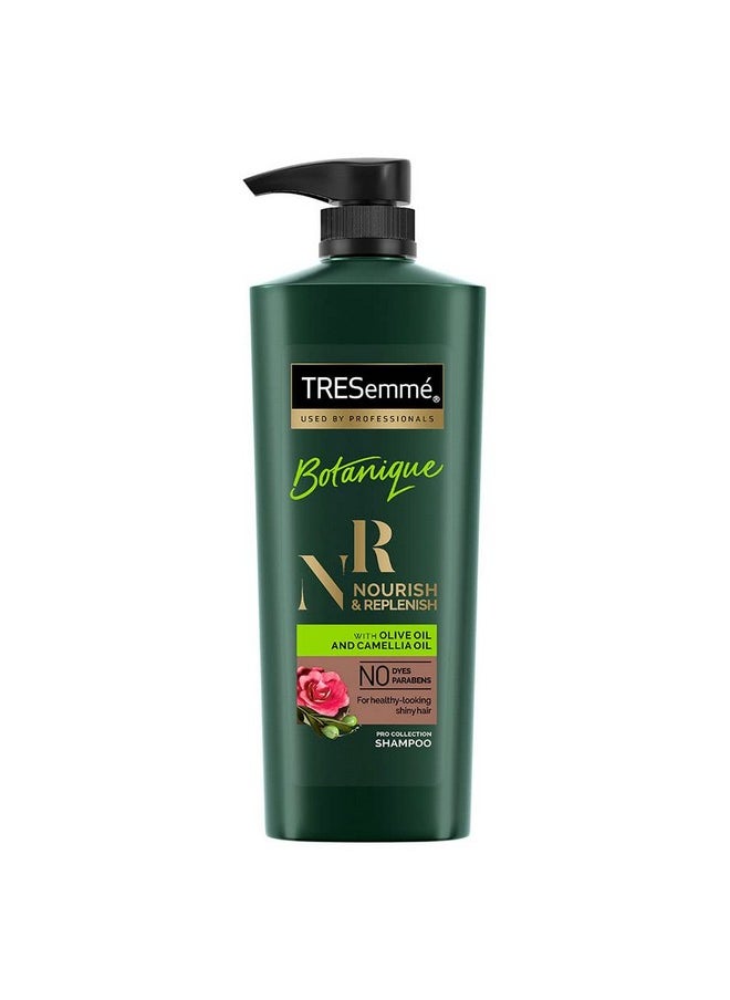 Botanique Nourish & Replenish Shampoo 580 Ml|| With Olive & Camellia Oil For Frizz Control & Hair Growth|| Paraben Free|| Smoothens Dry Hair