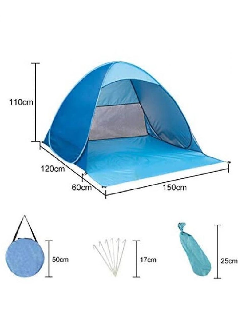 Outdoor Beach Tent Set Double Automatic Pop Up With Bag Camping Hiking Dessert Travel