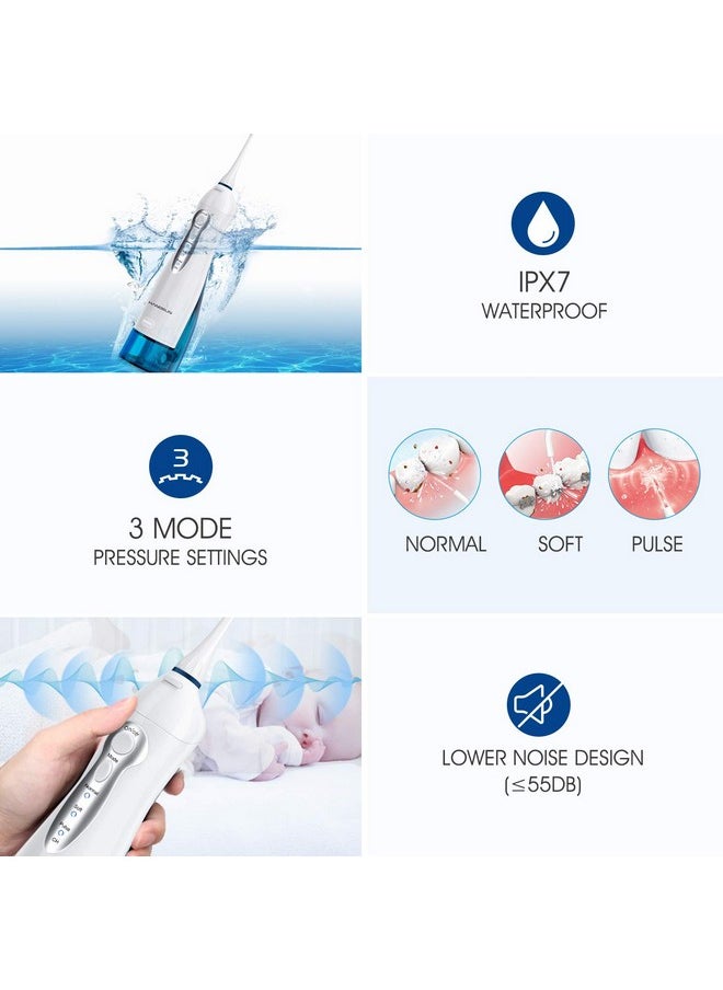 Water Flosser Professional Cordless Rechargeable Dental Oral Irrigator Water Jet For Teeth Braces Care With 8 Jet Tips For Travel And Home Use