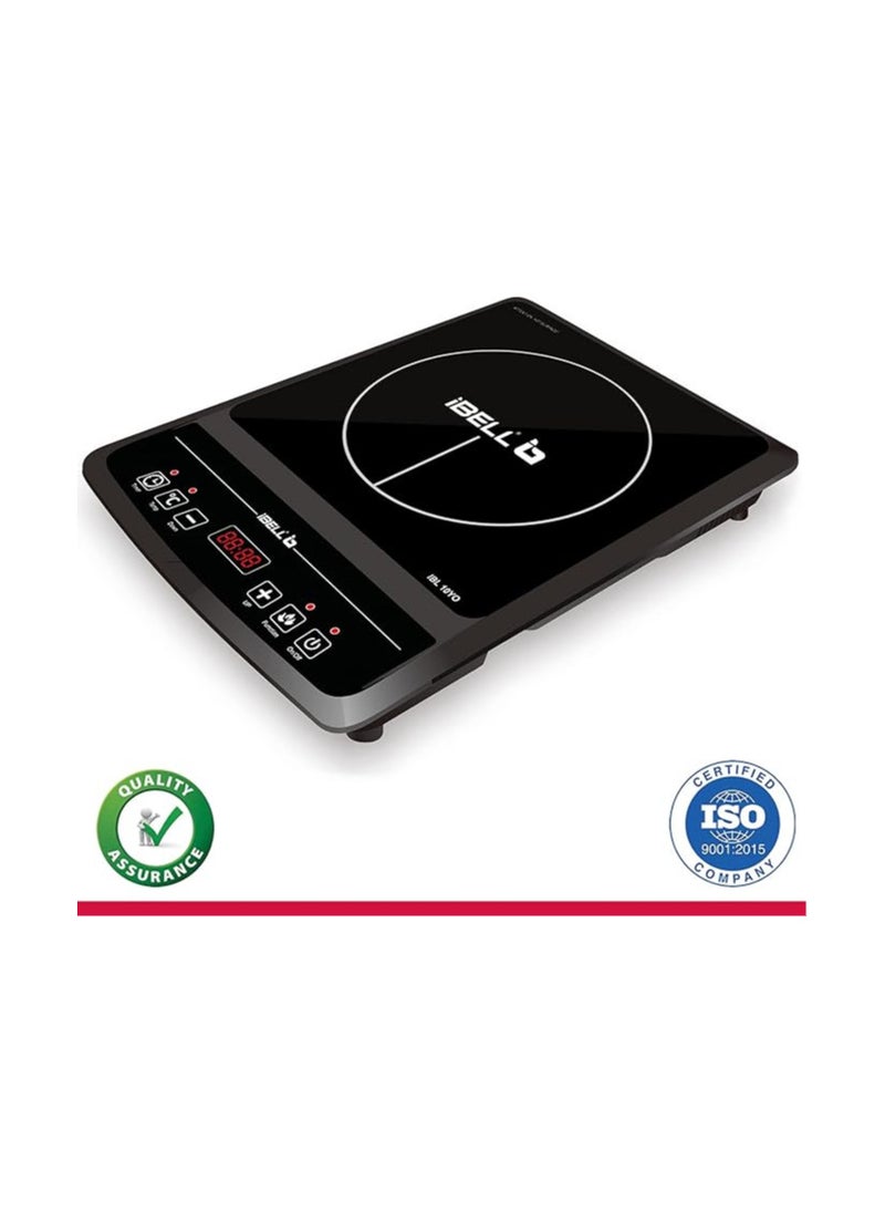 iBELL 10YO Induction Cooktop, 2000W with Crystal Glass, Auto Shut Off and Overheat Protection, BIS Certified, (Black)