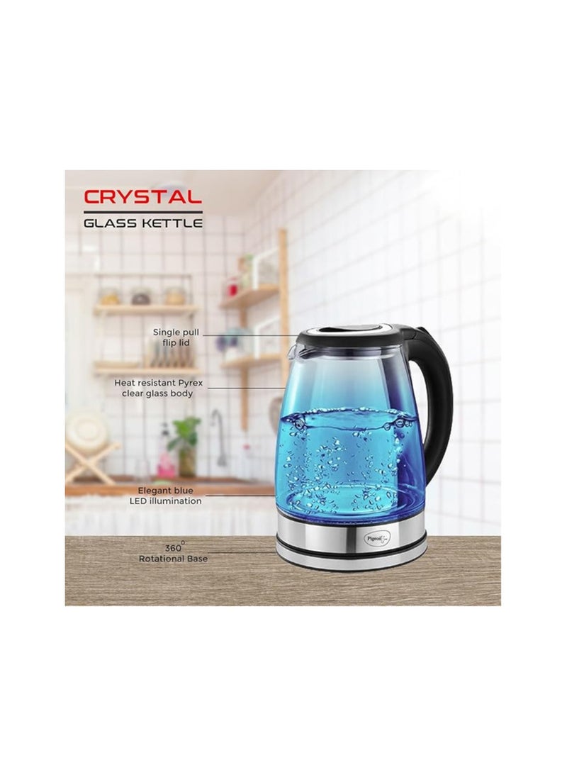 Pigeon By Stovekraft Crystal Glass Electric Kettle 1.8 Litre With Led Illumination, Heat Resistant Pyrex 1500 Watt, 14815