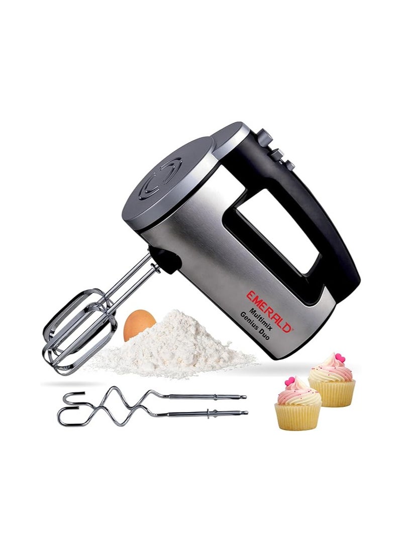 EMERALD Hand Mixer 300Watts, 6 Speed, Pulse Button, Beater & Dough Hooks Included