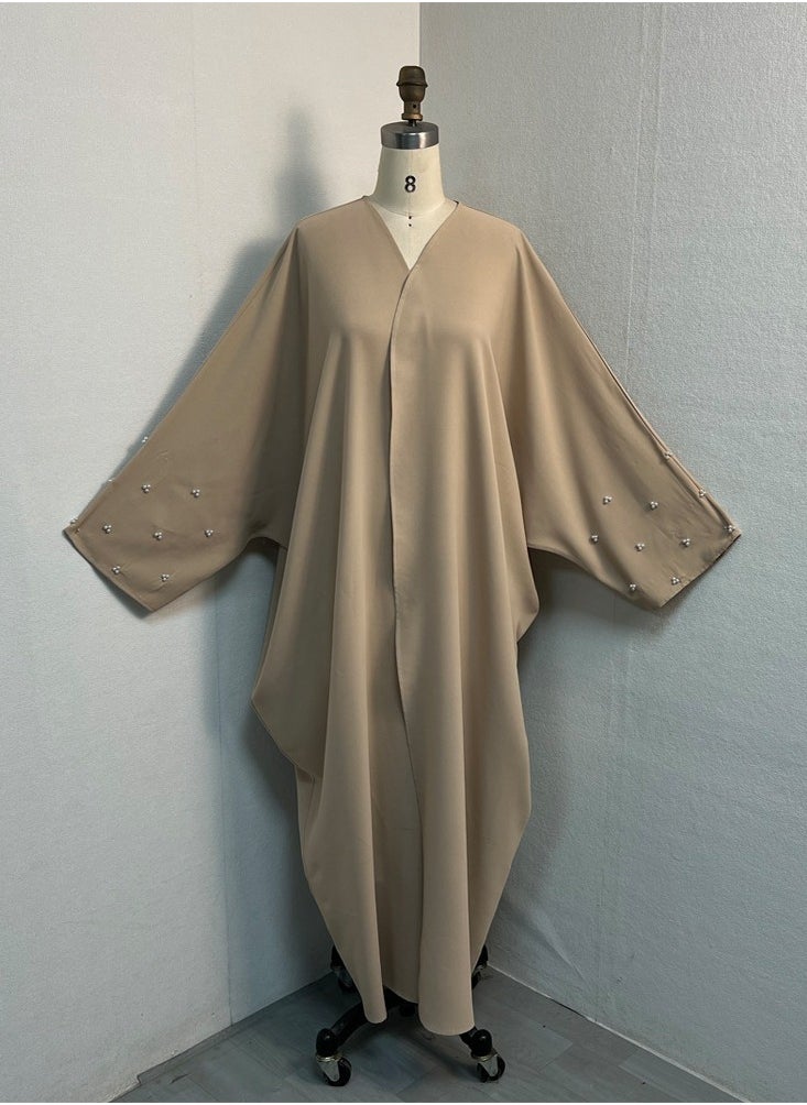 Abaya Pearl-Adorned Loose Sleeve Exquisite Cardigan Robe – Tradition Meets Elegance