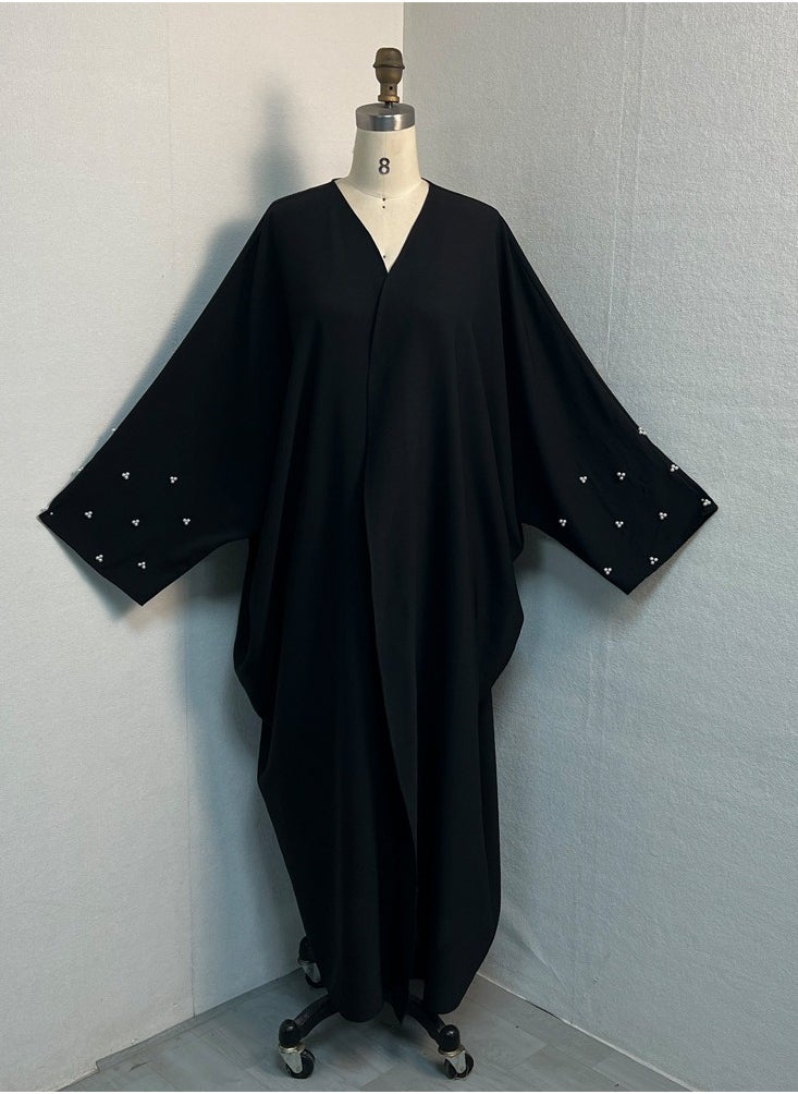 Abaya Pearl-Adorned Loose Sleeve Exquisite Cardigan Robe – Tradition Meets Elegance