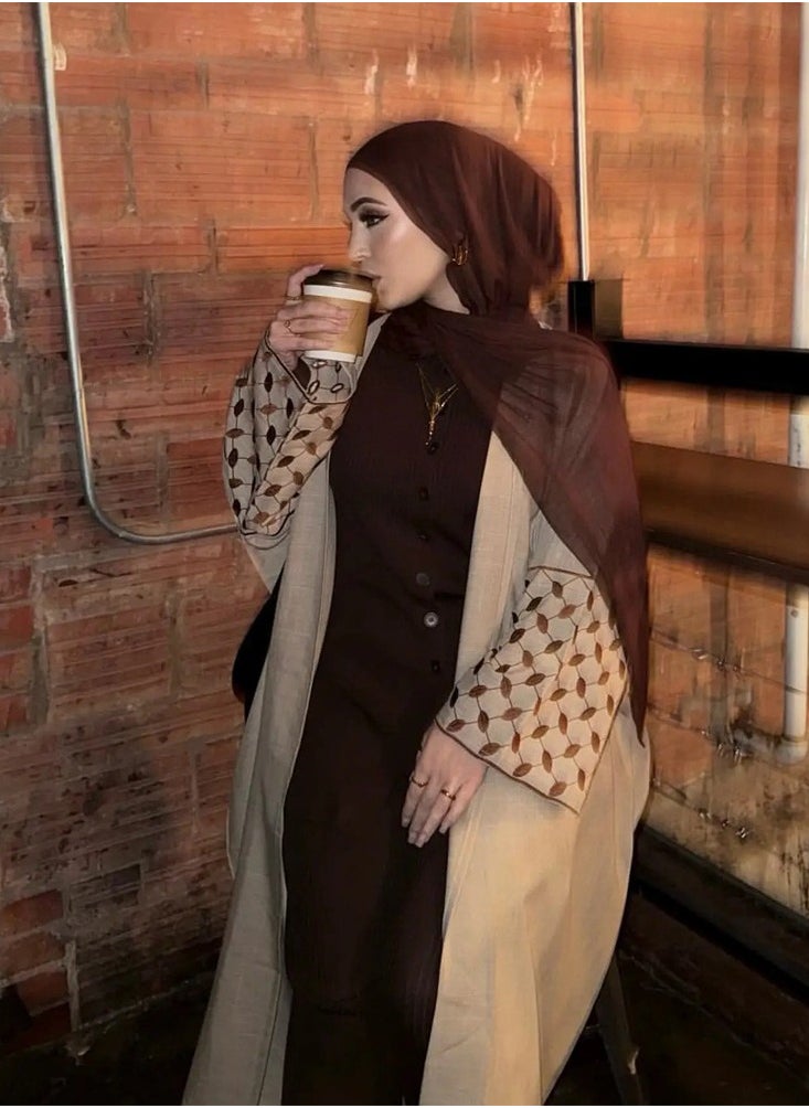 Abaya Embroidered Loose Sleeve Exquisite Cardigan Robe – Timeless Elegance, Modern Comfort