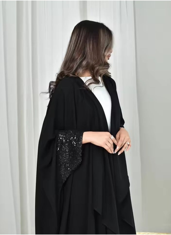 Modest Black Open Kaftan Abaya