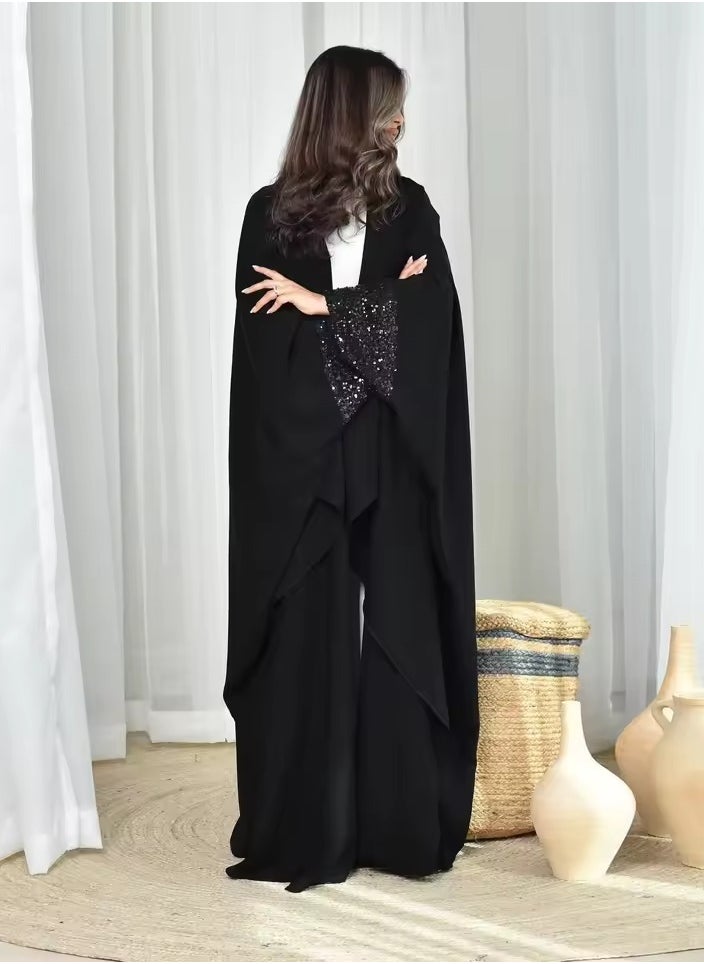 Modest Black Open Kaftan Abaya