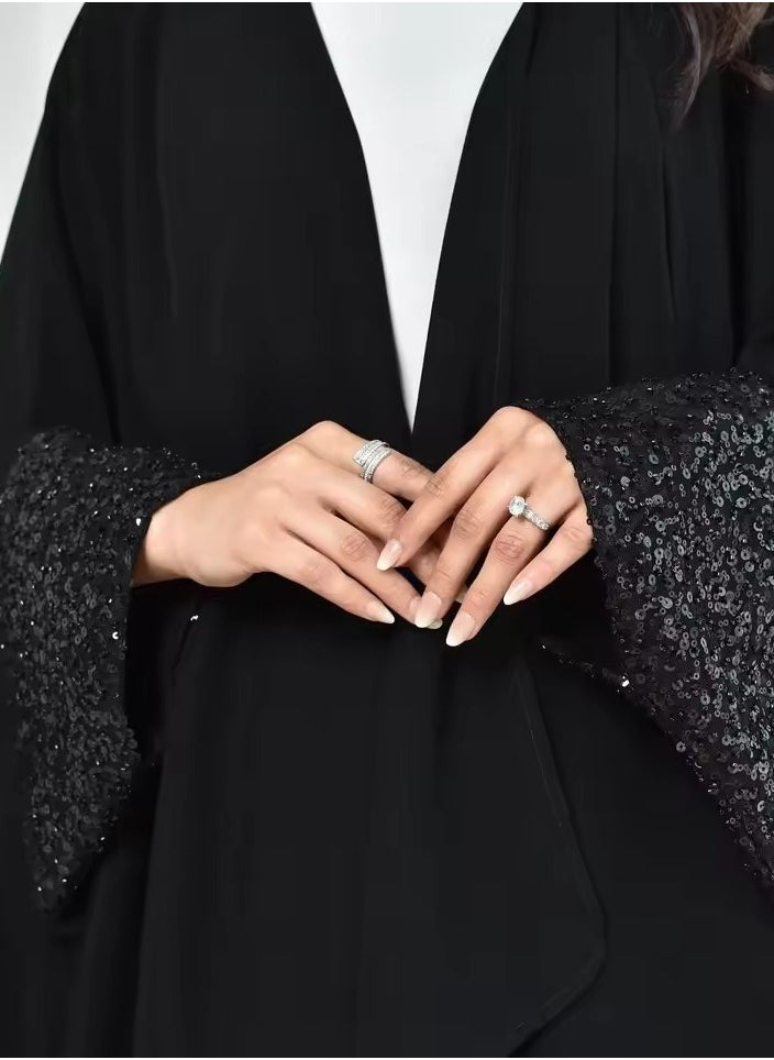 Modest Black Open Kaftan Abaya