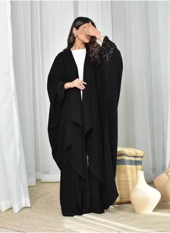 Modest Black Open Kaftan Abaya