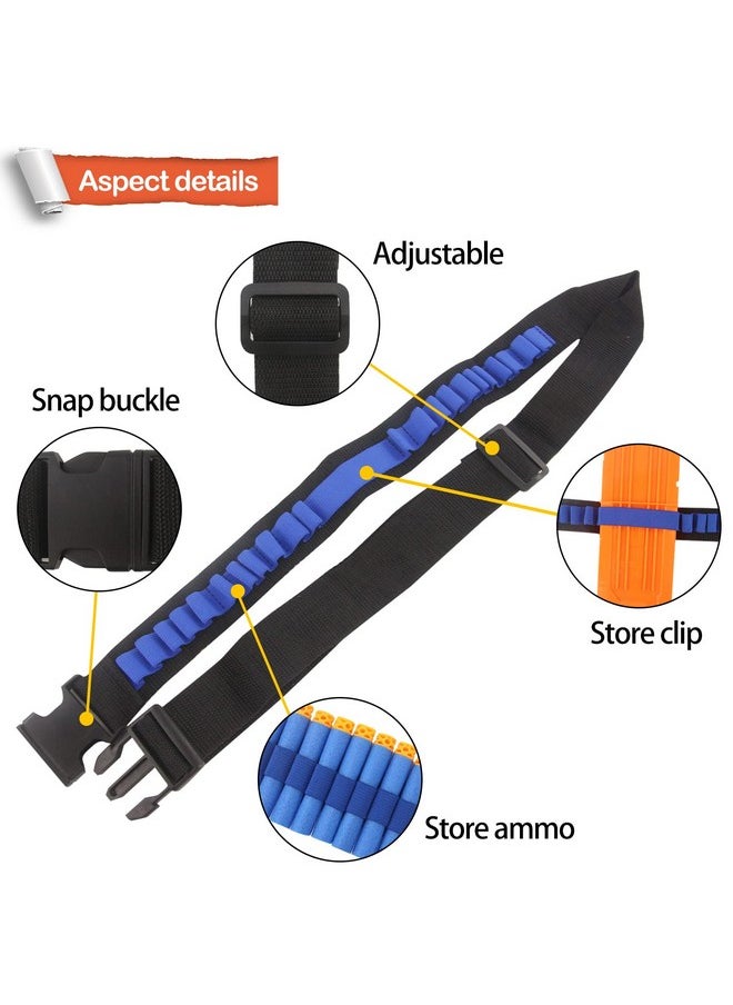 Toy Gun Bullet Shoulder Strap Darts Bandolier Kit Ammo Storage Holder Compatible For Nerf Elite Blasters (Black Blue)