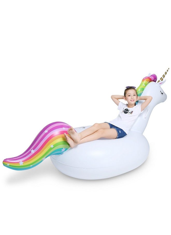 Big Inflatable Unicorn Pool Float Floatie Ride On With Fast Valves Large Rideable Blow Up Summer Beach Swimming Pool Party Lounge Raft Decorations Toys Kids Adults