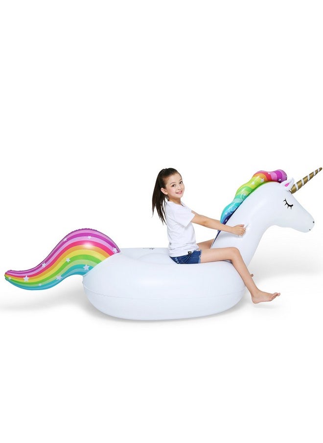 Big Inflatable Unicorn Pool Float Floatie Ride On With Fast Valves Large Rideable Blow Up Summer Beach Swimming Pool Party Lounge Raft Decorations Toys Kids Adults