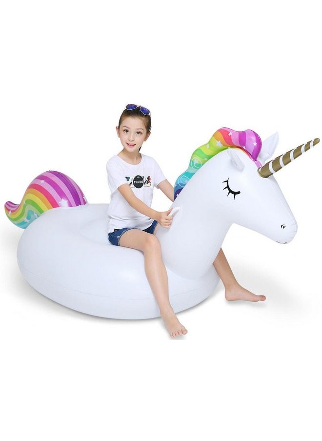 Big Inflatable Unicorn Pool Float Floatie Ride On With Fast Valves Large Rideable Blow Up Summer Beach Swimming Pool Party Lounge Raft Decorations Toys Kids Adults