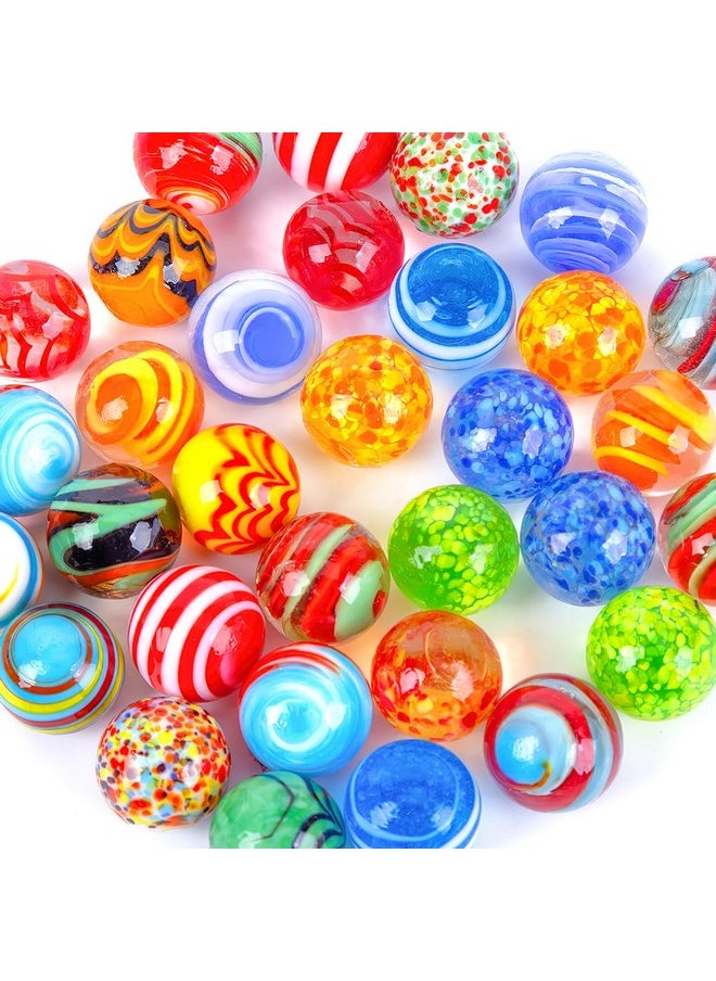 32Pcs Glass Marbles Bulk, 16Mm/0.6Inch Handmade Glass Marbles Colorful Assorted Marbles Player Marlbes For Kids Gift Marble Game Decoration