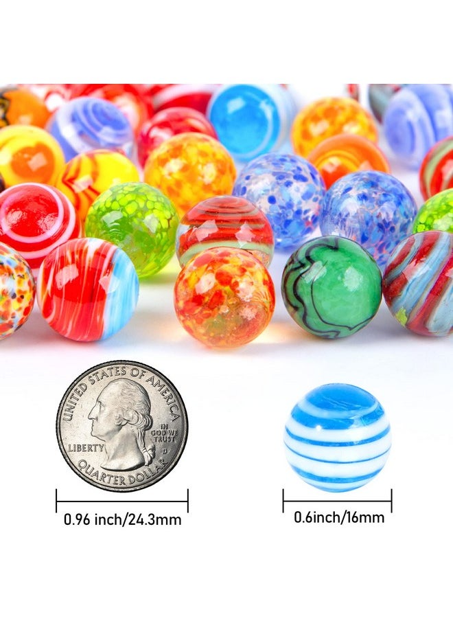 32Pcs Glass Marbles Bulk, 16Mm/0.6Inch Handmade Glass Marbles Colorful Assorted Marbles Player Marlbes For Kids Gift Marble Game Decoration