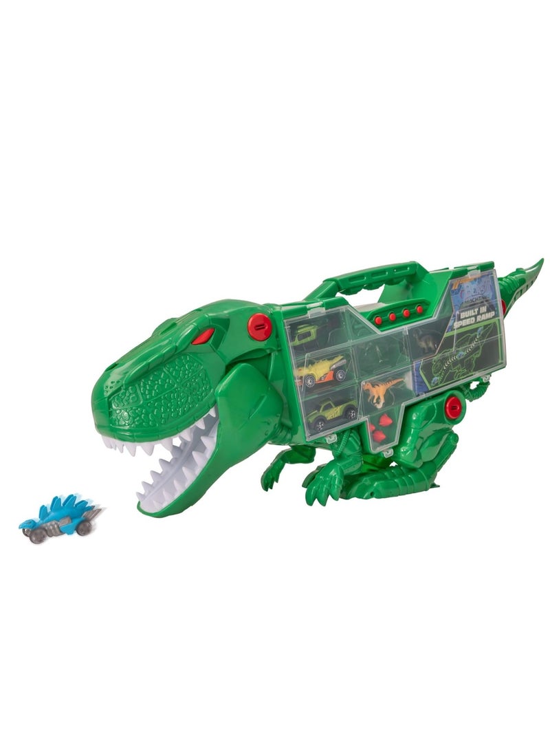 Teamsterz Beast Machines T-Rex Transporter – Dinosaur-Themed Carry Case with 2 Die-Cast Cars, 2 Dinosaurs, 3 Missiles, Light & Sound, Speed Ramp, Ideal for Kids 3+