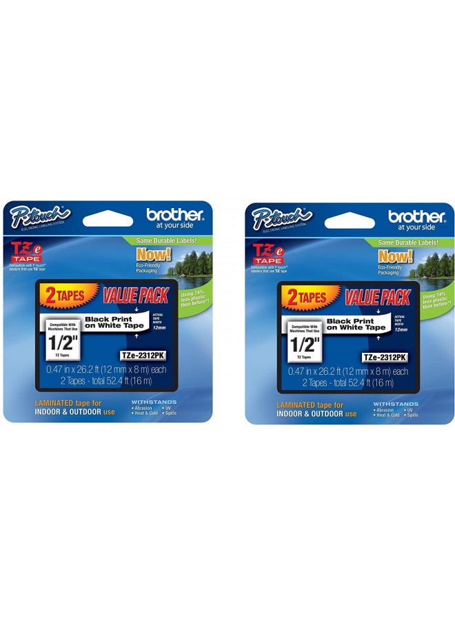 Brother Tze-231 Labelling Tape Black on White - 4 Packing Retail Packing