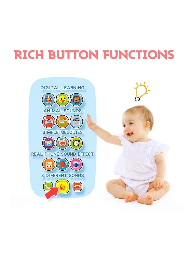 Baby Toy Phone For 1 2 3 Year Old Boy Girl Fake Phone Toys With Music Baby Cell Phone Toys 6 To 12 Months Light Up Play Phone For Babies Kids Toddlers Educational Learning Toys Gifts For Boys