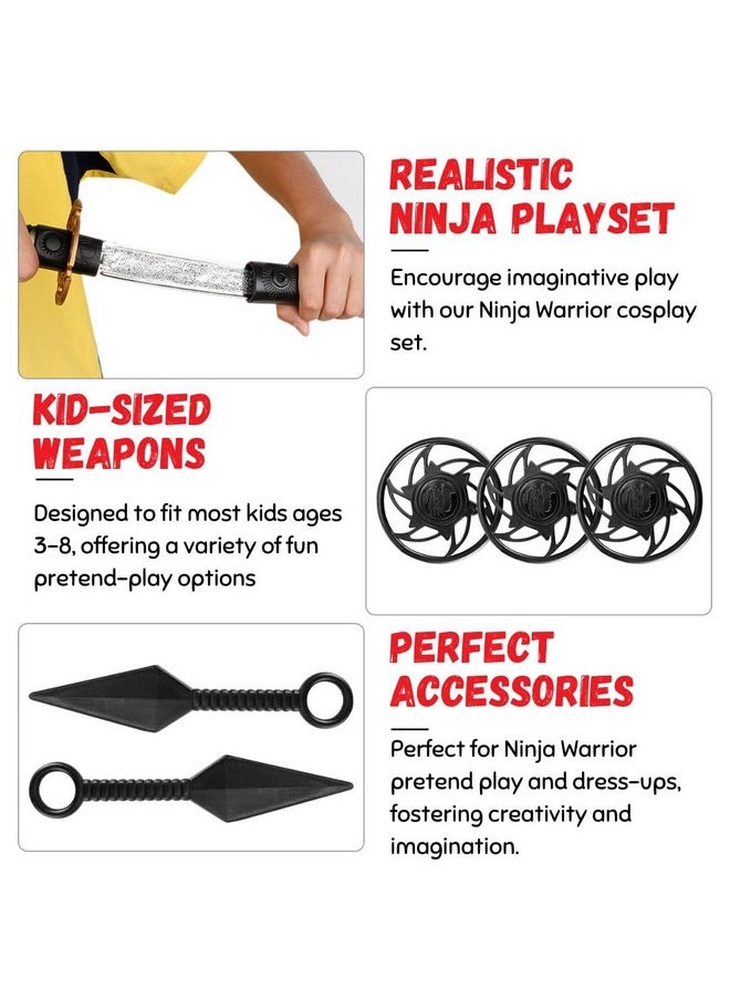 Ninja Warrior Bow And Arrow Archery Set With Katana Sword, Sai, Melee Toy Weapons For Kids Pretend Role Play Equipment, Cosplay, Costume Accessories