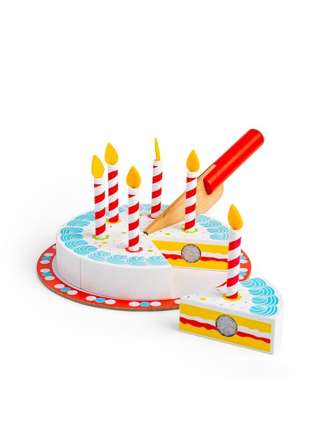 Wooden Birthday Cake With Candles - Play Food And Role Play Toys