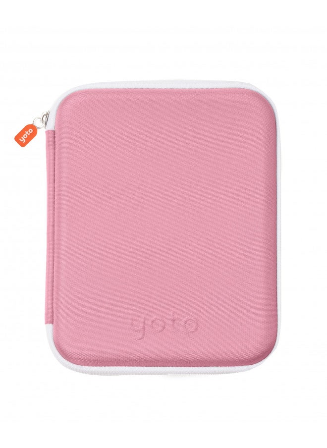 Yoto Card Case in Think Pink Kids Yoto Accessory, Soft Portable Folder with Zipper & 64 Pockets for Yoto Player & Mini Audiobook Cards, Card Binder Holder with Sleeves for Travel