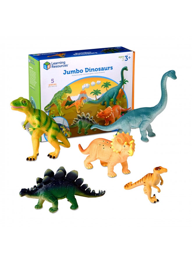 Learning Resources Jumbo Dinosaurs - 5 Pieces, Ages 3+ Toddler Learning Toys, Dinosaurs for Toddlers, Dinosaurs Figures, Kids' Play Dinosaur