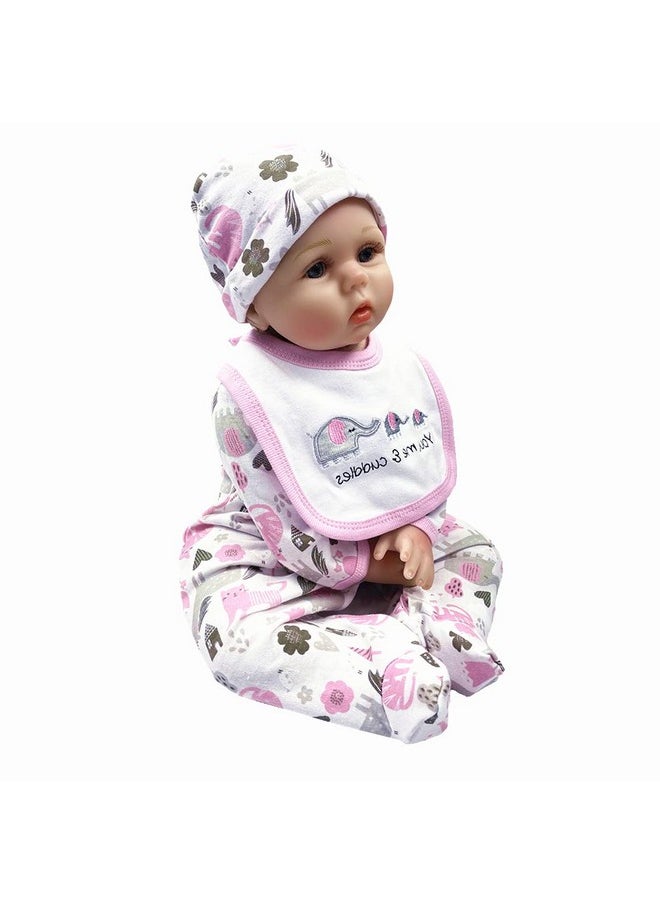 Reborn Baby Girl Dolls Clothes 22 Inches 5 Pcs Sets Pink Baby Elephant Outfit Accessories For 20-22