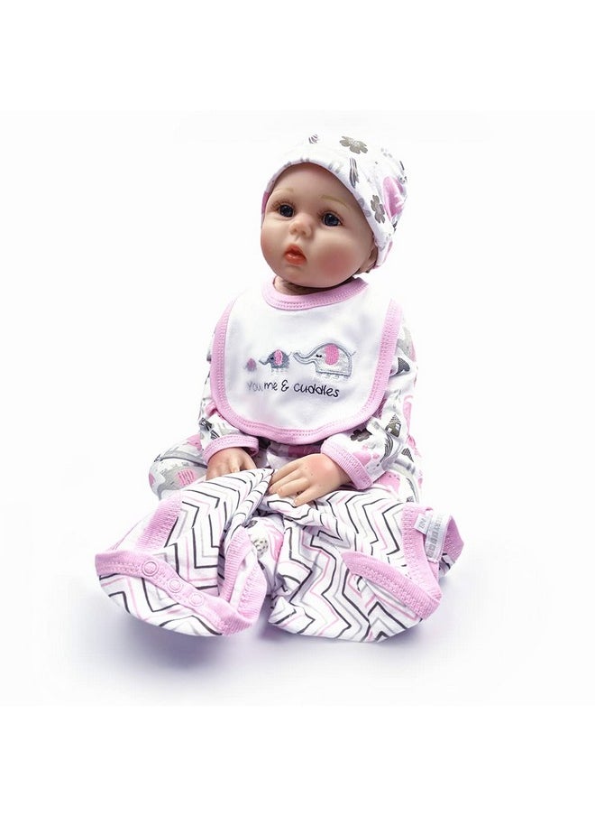 Reborn Baby Girl Dolls Clothes 22 Inches 5 Pcs Sets Pink Baby Elephant Outfit Accessories For 20-22