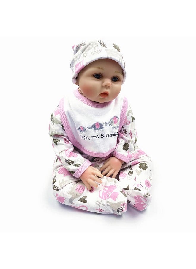 Reborn Baby Girl Dolls Clothes 22 Inches 5 Pcs Sets Pink Baby Elephant Outfit Accessories For 20-22