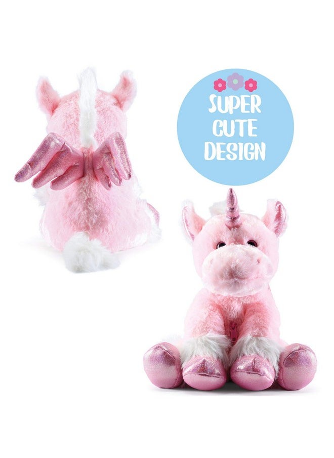 Plush Unicorn With Zippered Pouch For Its 3 Little Plush Baby Unicorns - Plushlings Collection Soft Stuffed Animal Playset