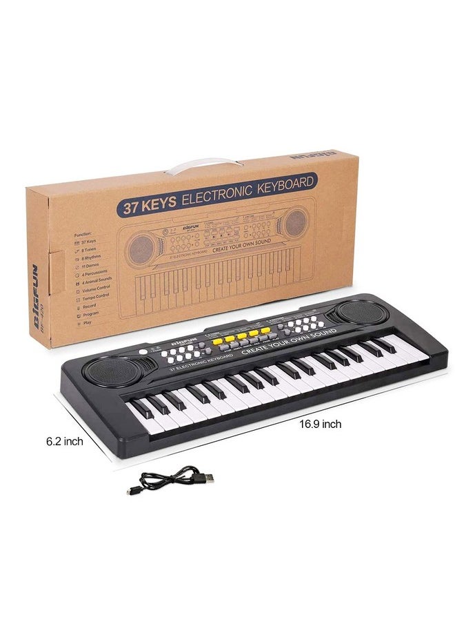 Kids Keyboard Piano, 37 Key Portable Electronic Piano For Kids, Digital Music Piano Keyboard Educational Toys For 3 4 5 6 7 8 Year Old Girls Boys (Black)