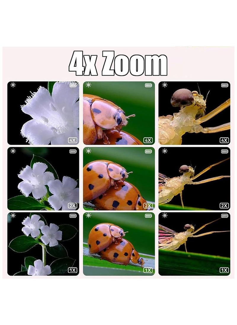 500X Handheld Digital Microscope 2inch Screen Kids Outdoor Biological Equipment Handheld Magnify Glass Pink