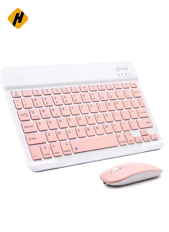 Ultra-Slim Bluetooth Keyboard and Mouse Combo Rechargeable Portable Wireless Keyboard Mouse Set for Apple iPad iPhone iOS 13 and Above Samsung Tablet Phone Smartphone Android Windows