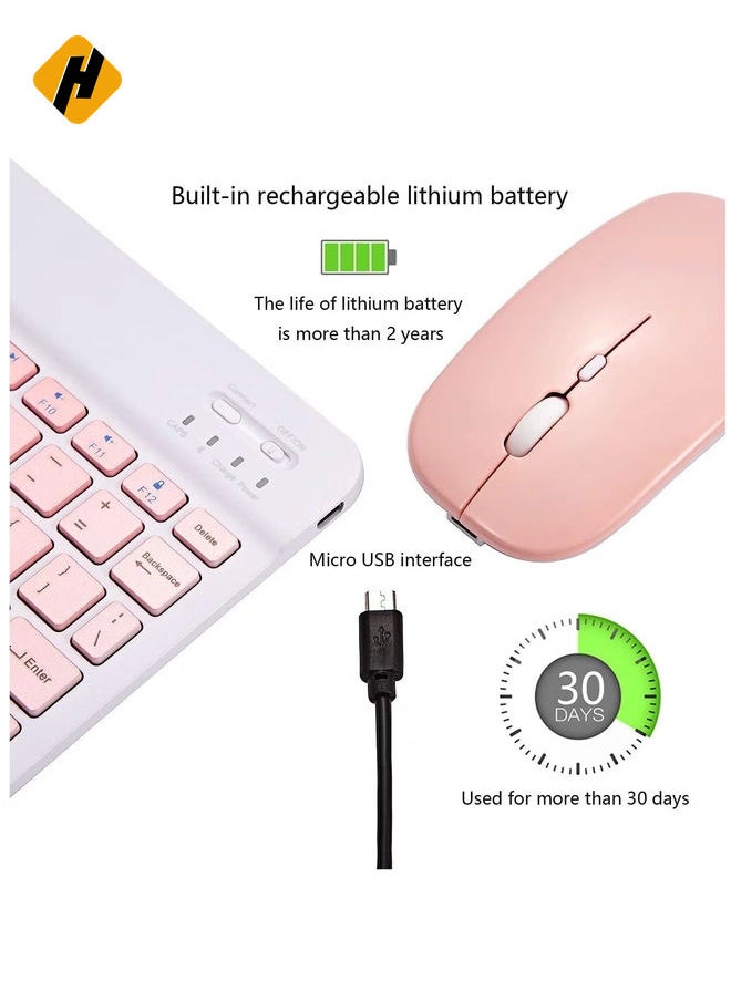 Ultra-Slim Bluetooth Keyboard and Mouse Combo Rechargeable Portable Wireless Keyboard Mouse Set for Apple iPad iPhone iOS 13 and Above Samsung Tablet Phone Smartphone Android Windows