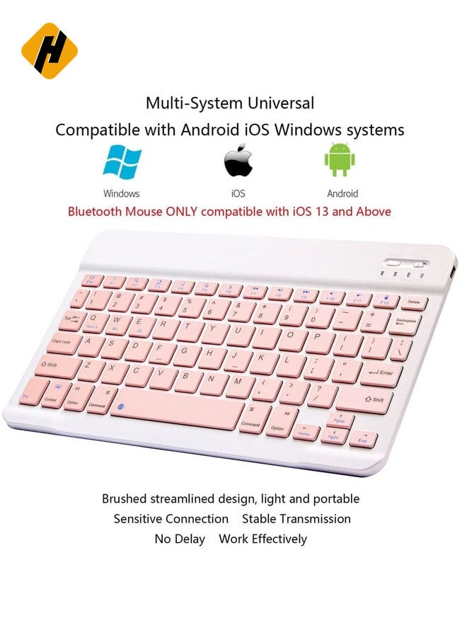 Ultra-Slim Bluetooth Keyboard and Mouse Combo Rechargeable Portable Wireless Keyboard Mouse Set for Apple iPad iPhone iOS 13 and Above Samsung Tablet Phone Smartphone Android Windows