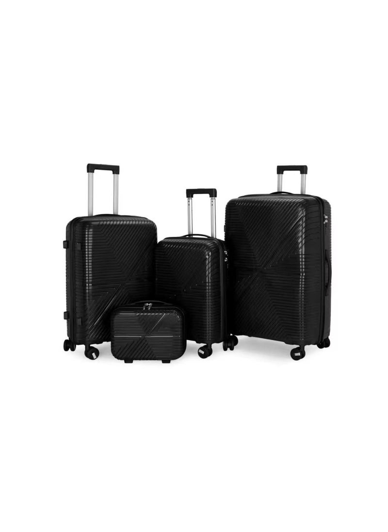 Unbreakable Polypropylene 3-Piece Suitcase Set with Beauty Case & 360° Spinner Wheels Sizes 28,24,20,14