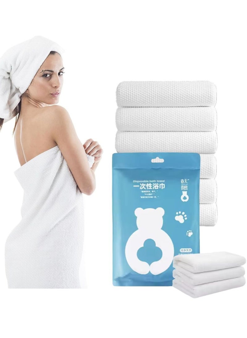 Disposable Bath Towels, Disposable Travel Towels, Cotton Hair Drying  Bathroom Towel Set, Hair Towels for Camping, Spa, Beauty Salon, Hotels, Health and Safety ( 5 pcs Set Each Single Pack)