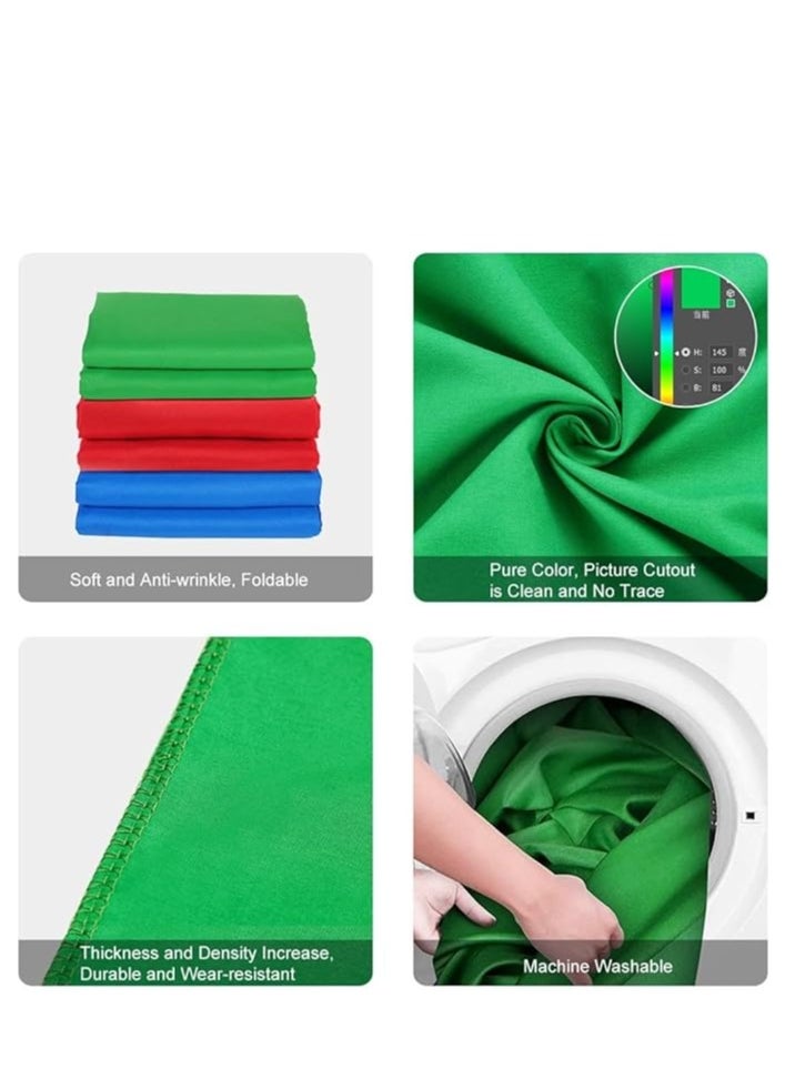 Xria Green Screen 3X6m 10X20 Ft Solid Color Backdrop Photographic Background Washable Cloth For Photo Studio Video Chroma Key (Green)