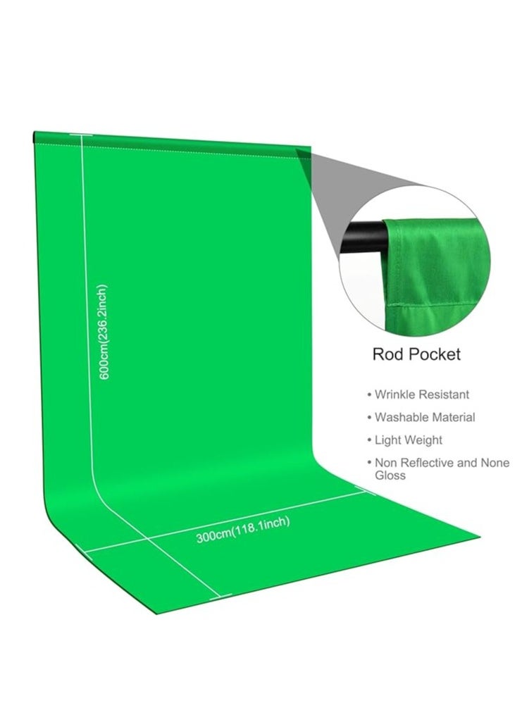 Xria Green Screen 3X6m 10X20 Ft Solid Color Backdrop Photographic Background Washable Cloth For Photo Studio Video Chroma Key (Green)