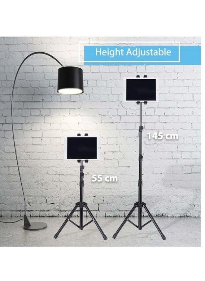 Xria Telescopic Tripod Tablet Stand for Tablets 6″ to 13″ Tablet Floor Stand for IPad 12.9″ Mobile Phone Stand