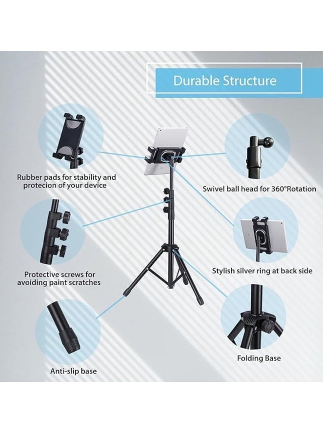 Xria Telescopic Tripod Tablet Stand for Tablets 6″ to 13″ Tablet Floor Stand for IPad 12.9″ Mobile Phone Stand