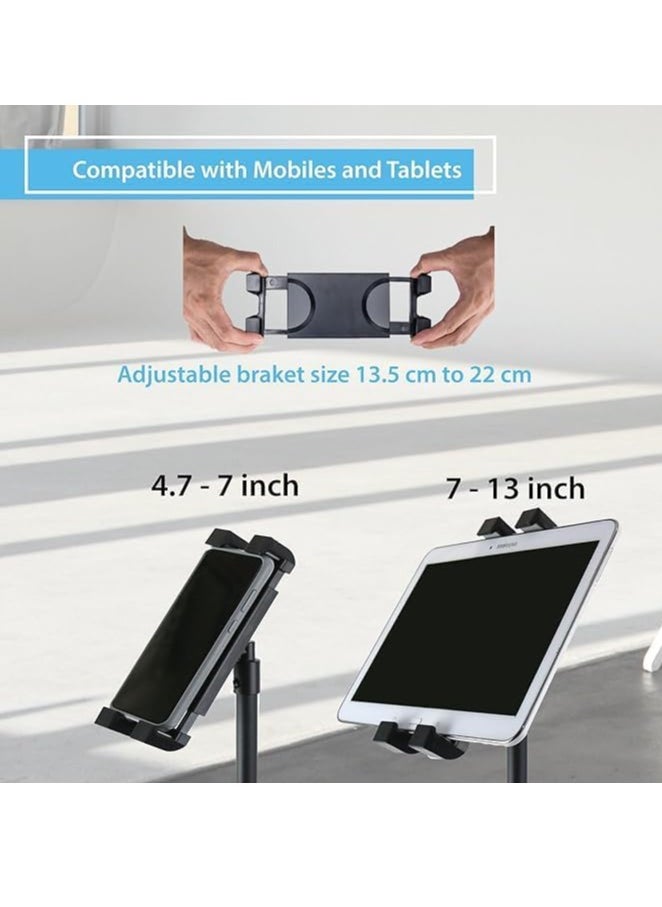 Xria Telescopic Tripod Tablet Stand for Tablets 6″ to 13″ Tablet Floor Stand for IPad 12.9″ Mobile Phone Stand