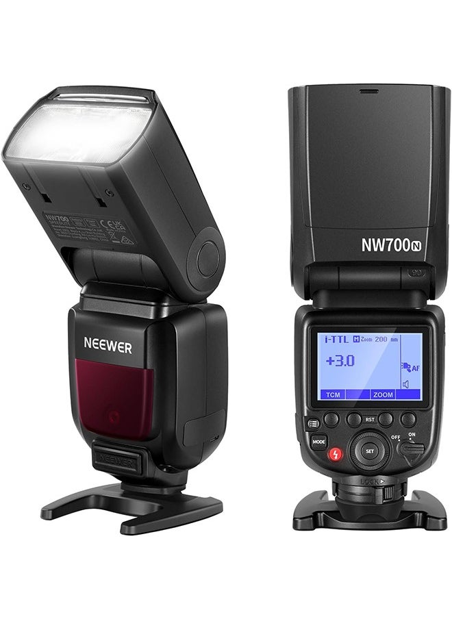 NEEWER NW700-N TTL Flash Speedlite Compatible with Nikon DSLR Cameras, 1/8000s High Speed Sync Speelight, 1/1-1/256 Output, TCM Function, 230 Full Power Flash, 0.1-2.7s Fast Recycling Flashlight