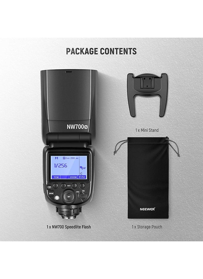 NEEWER NW700-N TTL Flash Speedlite Compatible with Nikon DSLR Cameras, 1/8000s High Speed Sync Speelight, 1/1-1/256 Output, TCM Function, 230 Full Power Flash, 0.1-2.7s Fast Recycling Flashlight