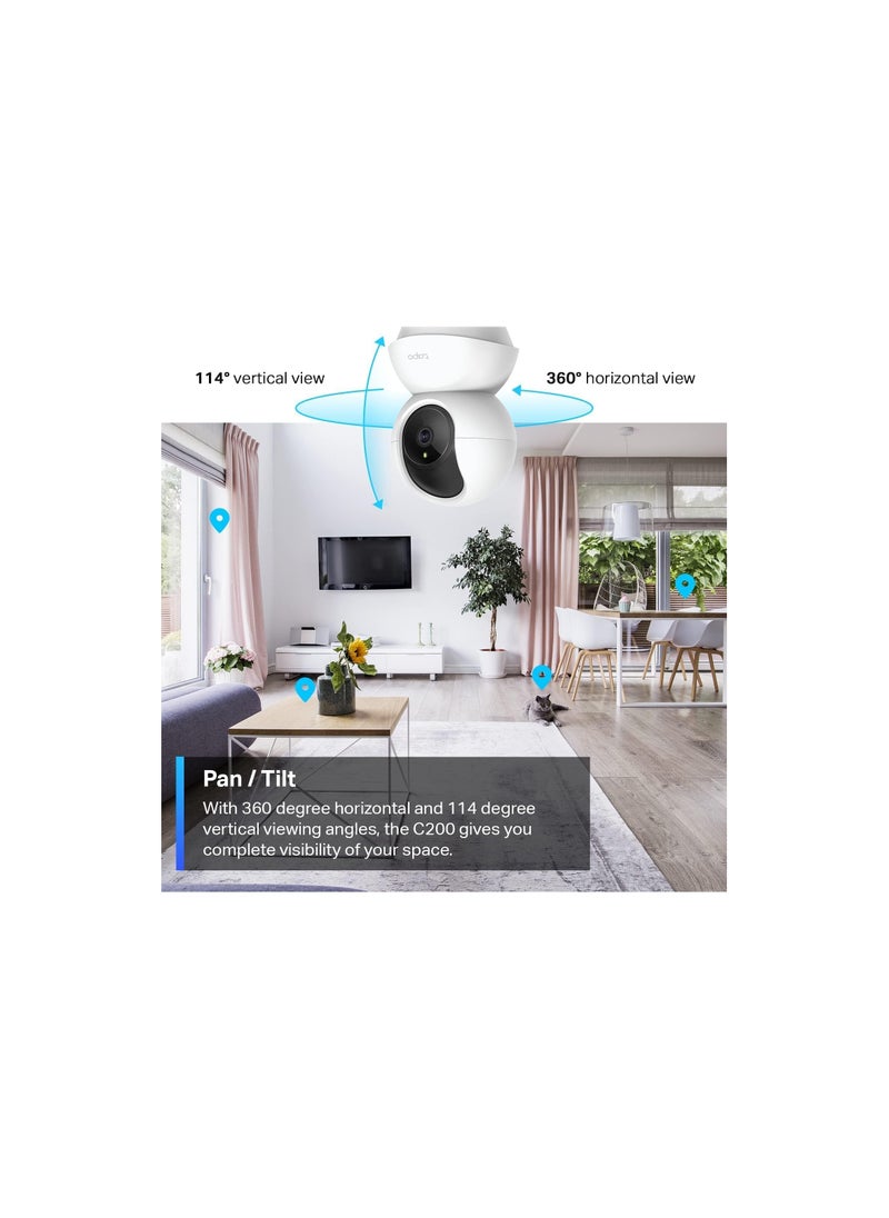 Tapo TP-Link Pan/Tilt Security Camera for Baby Monitor, Pet Camera w/Motion Detection, 1080P, 2-Way Audio, Night Vision, Cloud & SD Card Storage, Works with Alexa & Google Home ( C200)