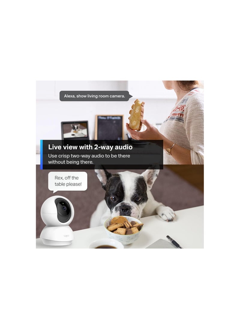 Tapo TP-Link Pan/Tilt Security Camera for Baby Monitor, Pet Camera w/Motion Detection, 1080P, 2-Way Audio, Night Vision, Cloud & SD Card Storage, Works with Alexa & Google Home ( C200)