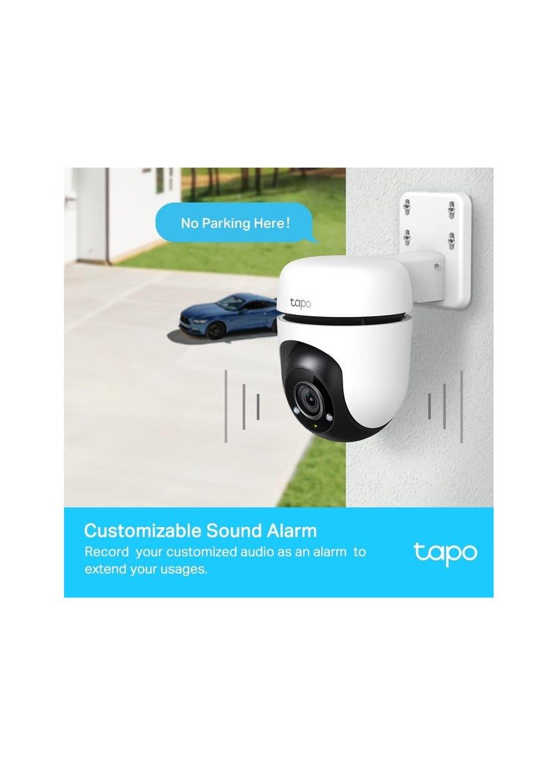 Tapo TP-Link 1080p Full HD Outdoor Pan/Tilt Security Wi-Fi Camera, 360° Motion Detection, IP65 Weatherproof, Night Vision, Cloud &SD Card Storage, Works with Alexa&Google Home ( C500) White