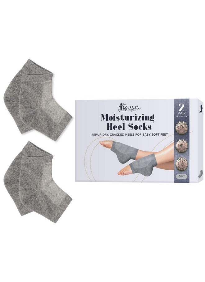 Moisturizing Heel Socks For Dry Cracked Feet Women, Gel-Lined Heel Socks, Moisturizing Heel Socks For Cracked Heels, Moisturizing Socks For Women Overnight Repair (2 Pairs, Gray)