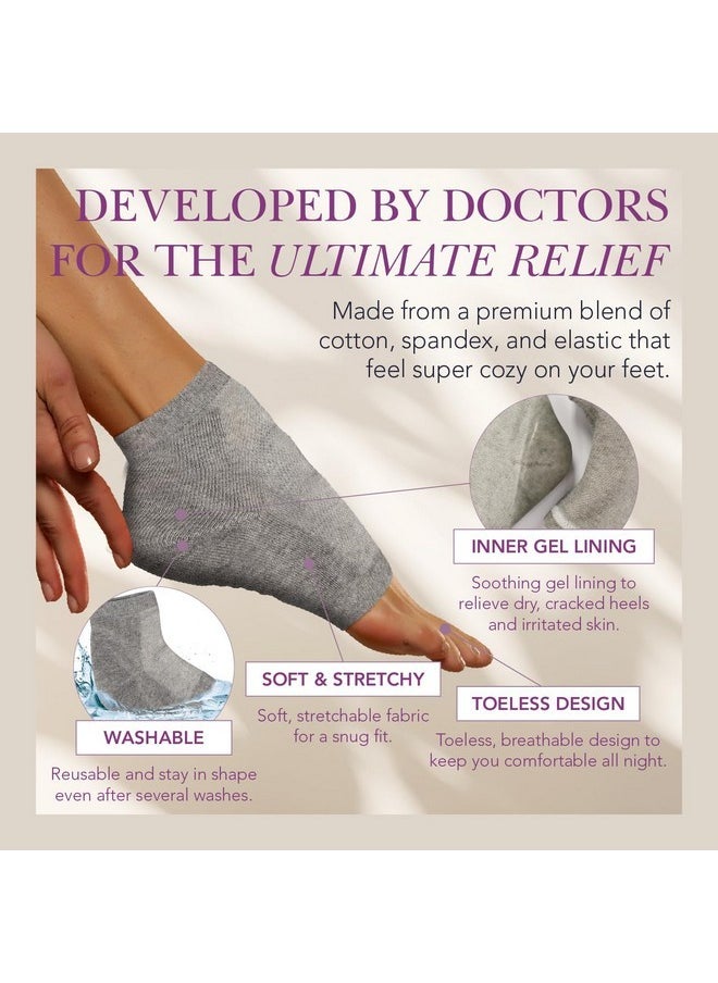 Moisturizing Heel Socks For Dry Cracked Feet Women, Gel-Lined Heel Socks, Moisturizing Heel Socks For Cracked Heels, Moisturizing Socks For Women Overnight Repair (2 Pairs, Gray)